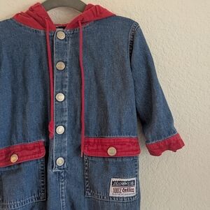 Vintage Baby Gap Denim Snap Romper Jumper With Hood